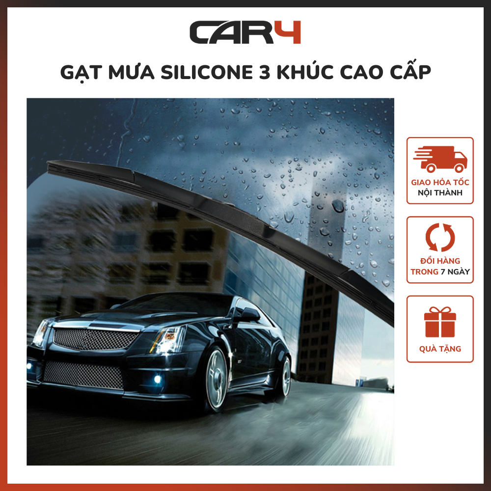 Gạt mưa silicone 3 khúc cao cấp Car4 - (KM Khai Trương)