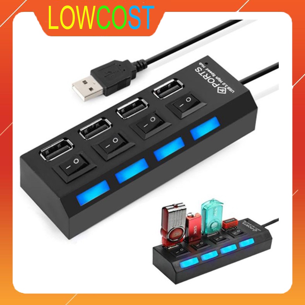 Thiết bị chia usb 2.0 4 cổng, hub usb 4 port có công tắc tiện lợi