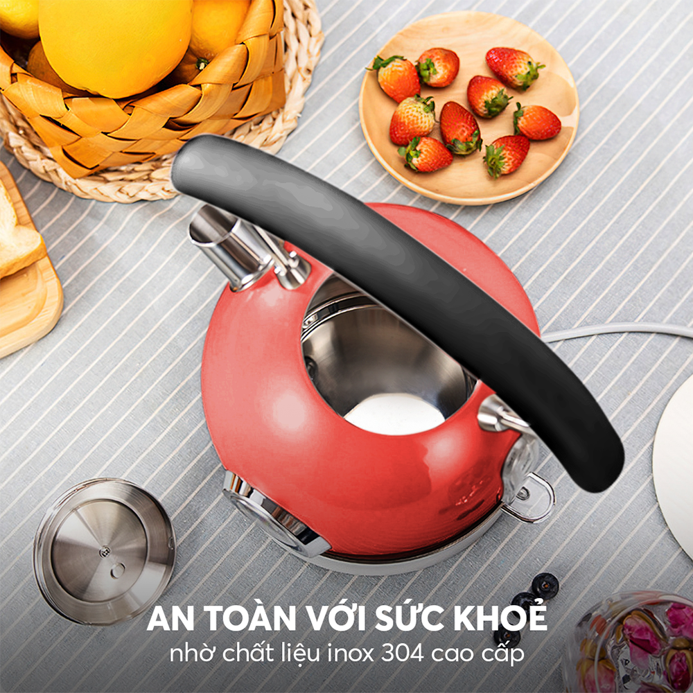 Ấm đun nước siêu tốc Elmich KEE 1776 (Dung tích 1.8L, Mầu Đỏ, Công suất 2.200W)