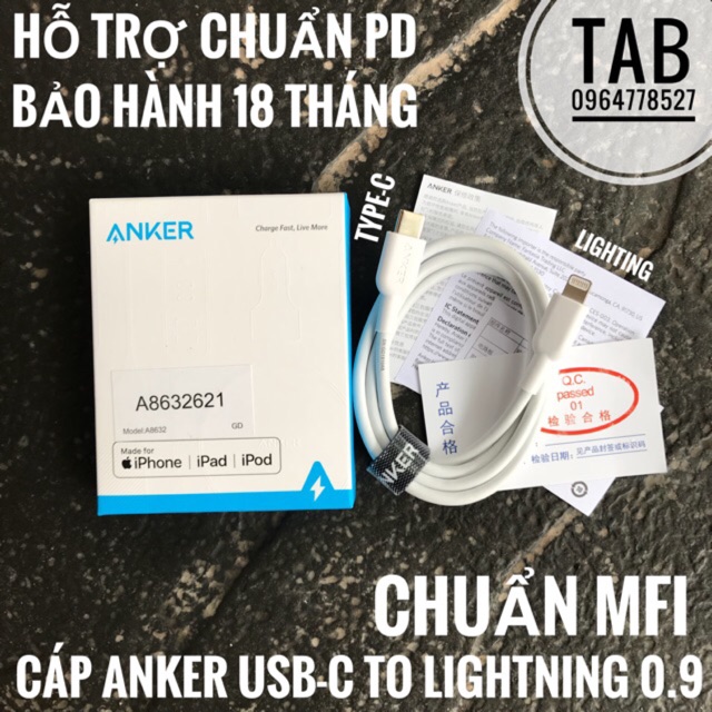 Cáp Anker PowerLine 2 Usb-C To Lightning 0.9M
