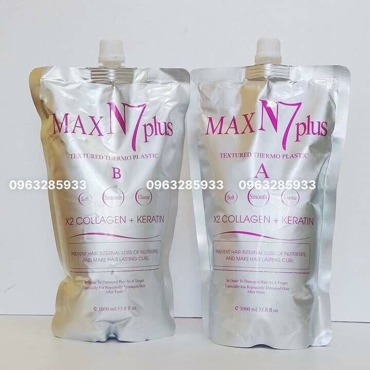 [ N7 Chính Hãng ] Cặp Uốn Ép Tóc Max N7 Plus Collagen Keratin 1000ml * 2