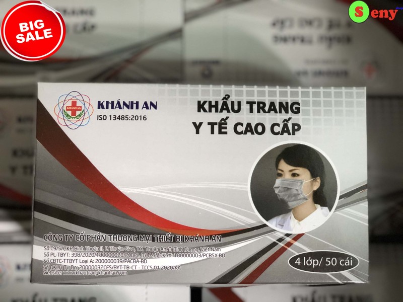 Khẩu Trang Y Tế 4 Lớp Kháng Khuẩn Hộp 50 Cái, Màu Xám (Face Mask Surgical Advanced)