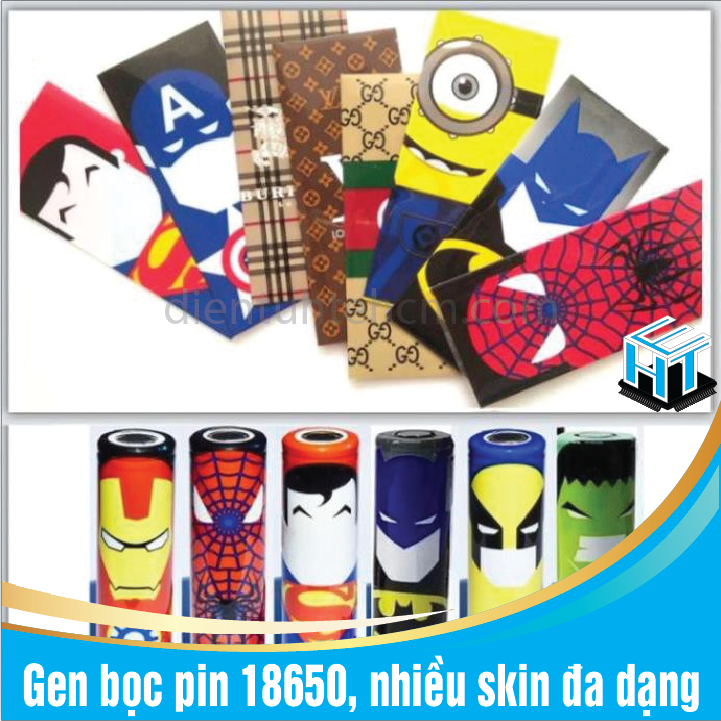 COMBO 4 Gen bọc pin 18650, nhiều skin đa dạng(SET 4 CÁI)