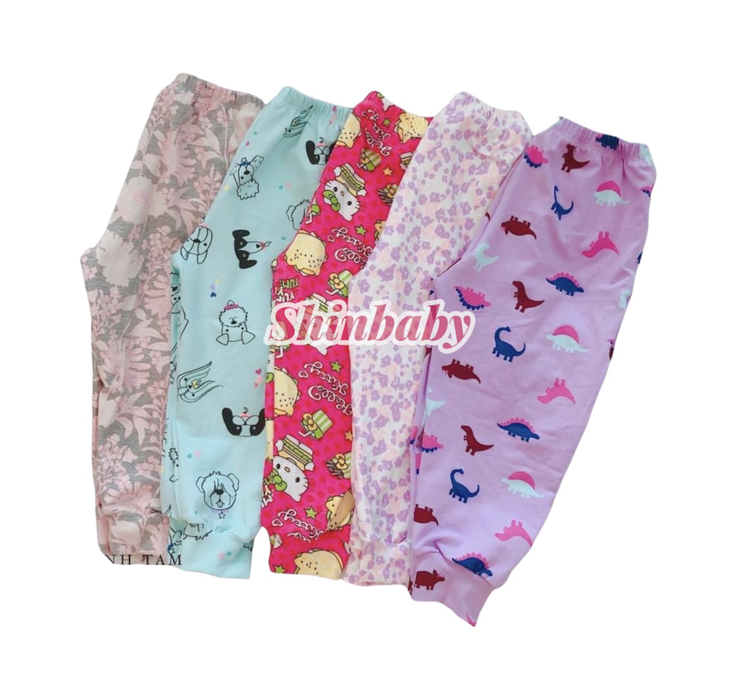 Set 5 quần dài thun lạnh siêu mềm mát nhiều hình xinh yêu cho bé