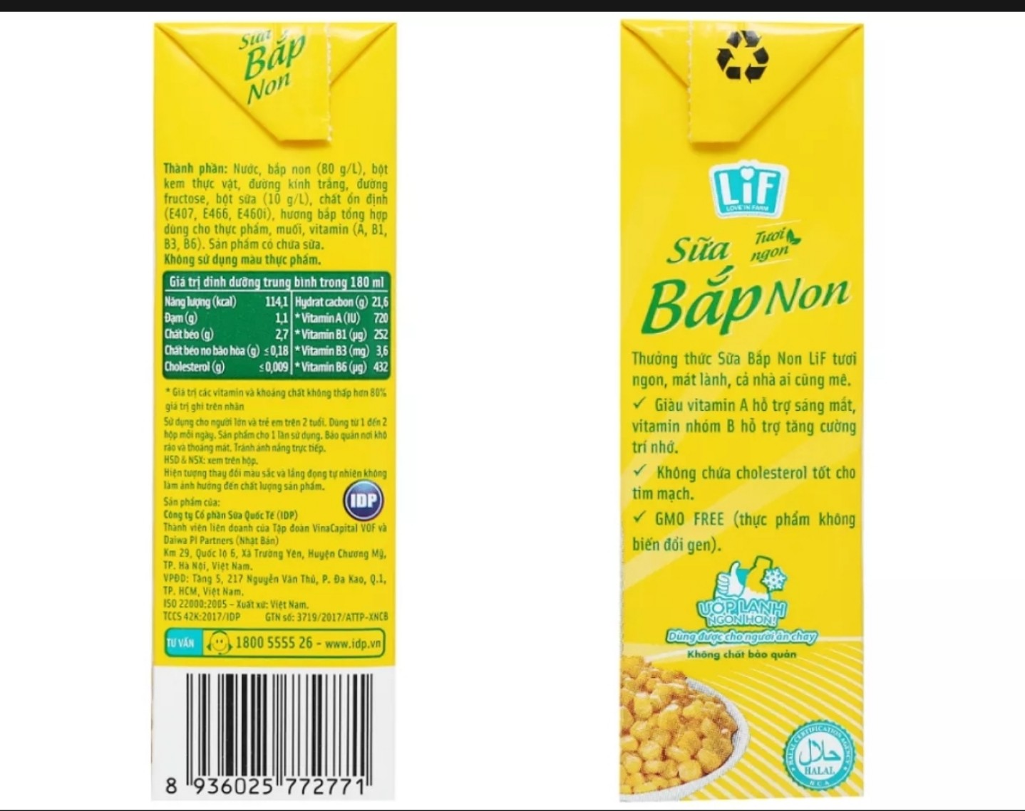 (HCM) SỮA BẮP NON LIF 180ML