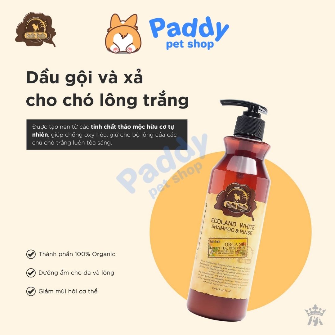 HCMSữa Tắm Chó Lông Trắng Budle Ecoland White 500g