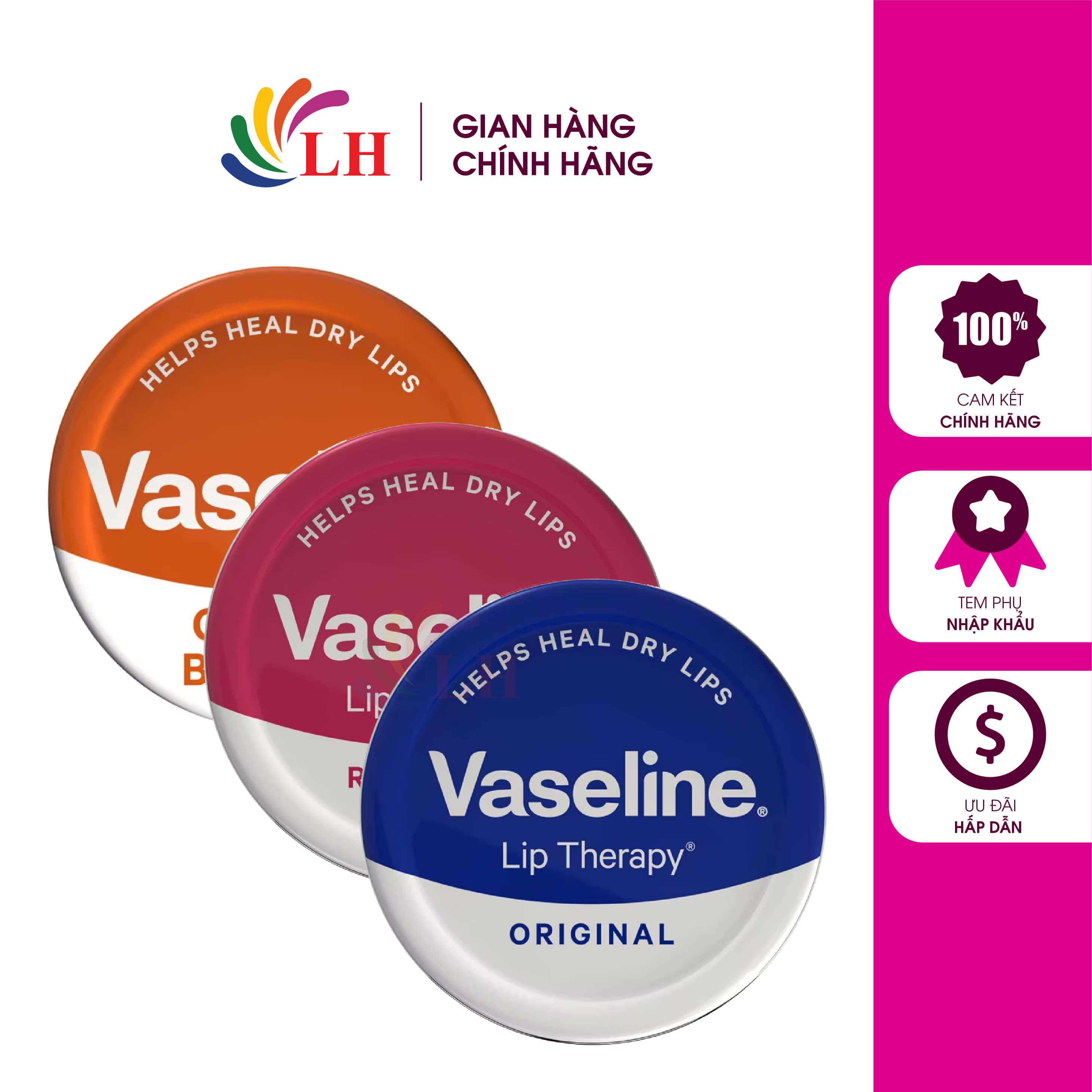 Sáp dưỡng môi Vaseline Lip Therapy giúp mềm môi (20g)