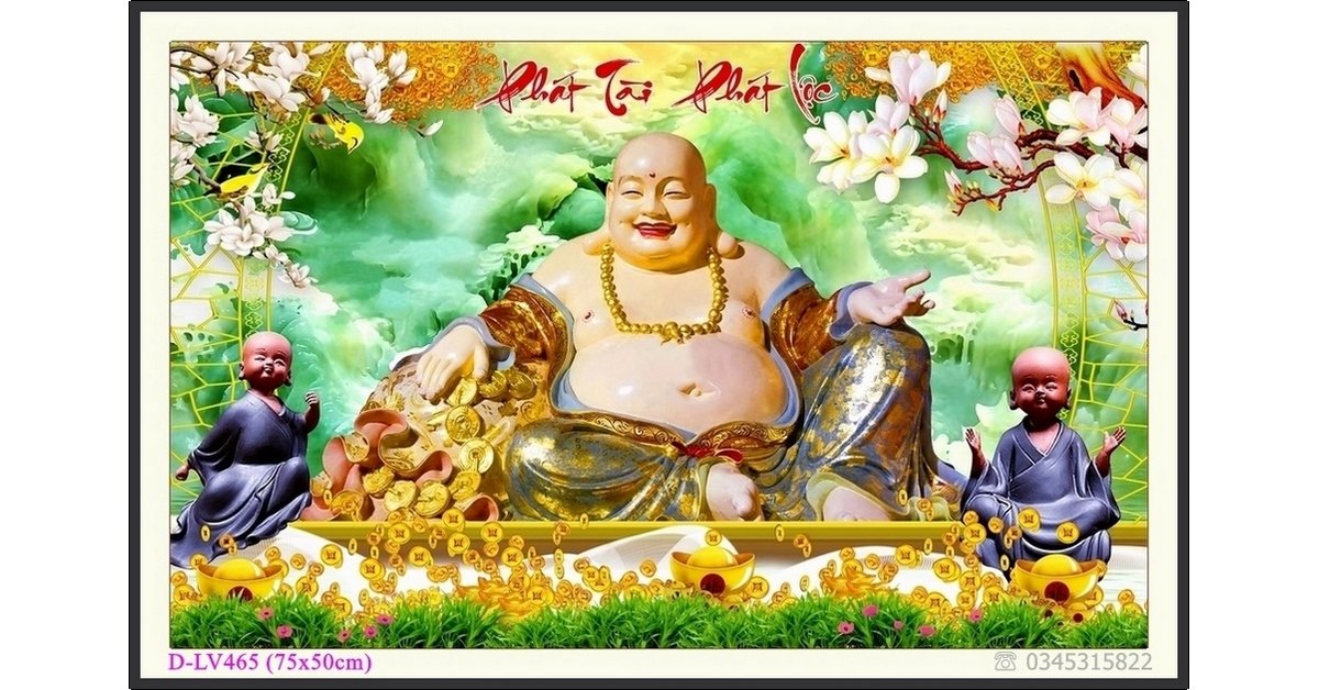 Tranh đính đá phật di lặc- kt:75*50cm _lv465_chưa đính đá