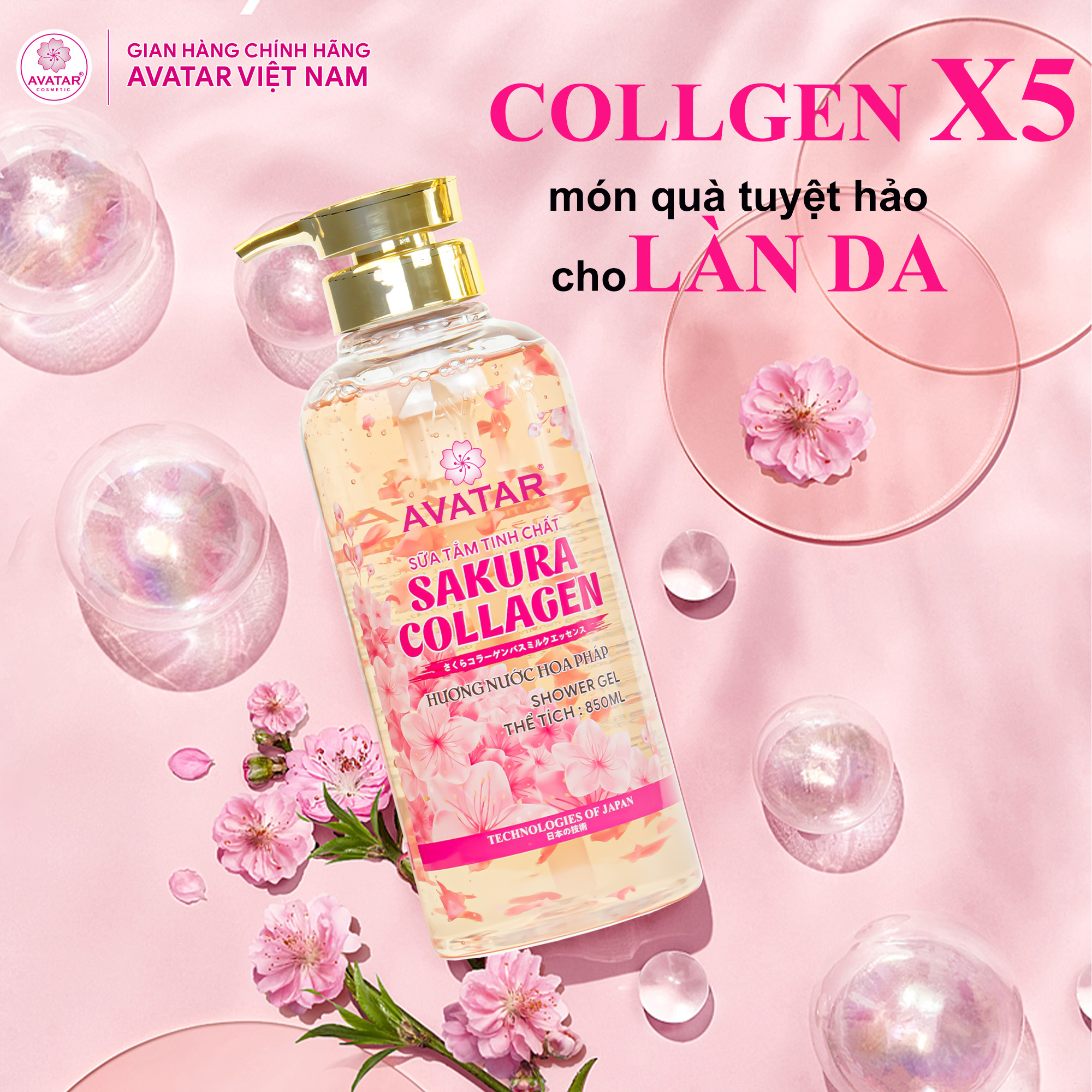 Sữa tắm Avatar X5 với tinh chất Sakura Collagen hương nước hoa mang đến cho bạn một làn da mịn màng, tươi trẻ và thơm phức suốt cả ngày dài. Hãy trải nghiệm sản phẩm này và cảm nhận sự khác biệt từ làn da của mình.