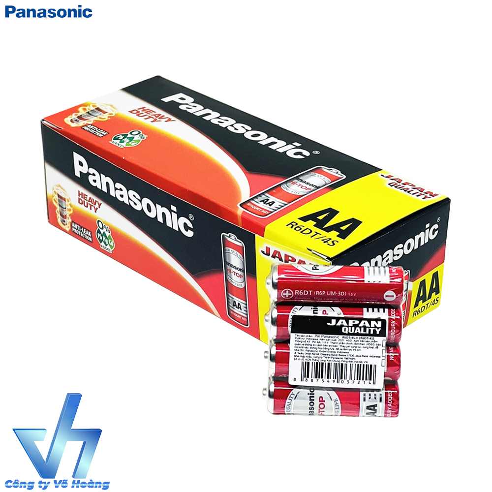 Bộ 4 pin AA Panasonic R6DT Heavy Duty không chảy nước, không chứa chì