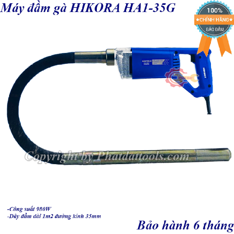 Bảng giá Máy đầm dùi betong cầm tay HIKORA HA1-35G-Công suất 980W-Kèm cả dây đầm 1m2-Bảo hành 6 tháng