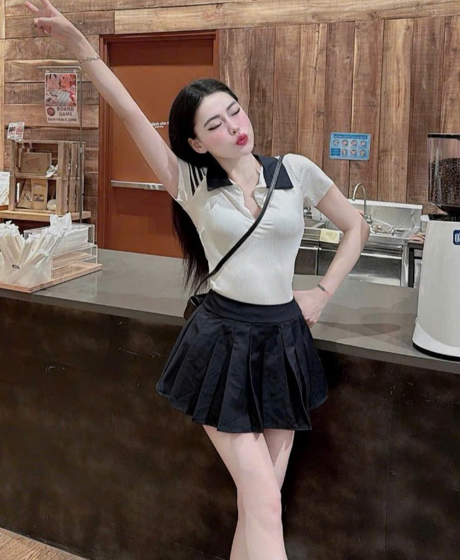 (FREE SHIP) Set áo polo zip kéo + cv xếp li