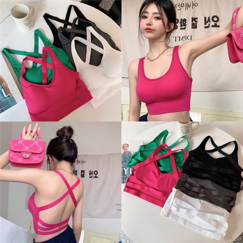 Áo bra nữ kiểu dây đan chéo sau lưng sexy gân tăm 4853