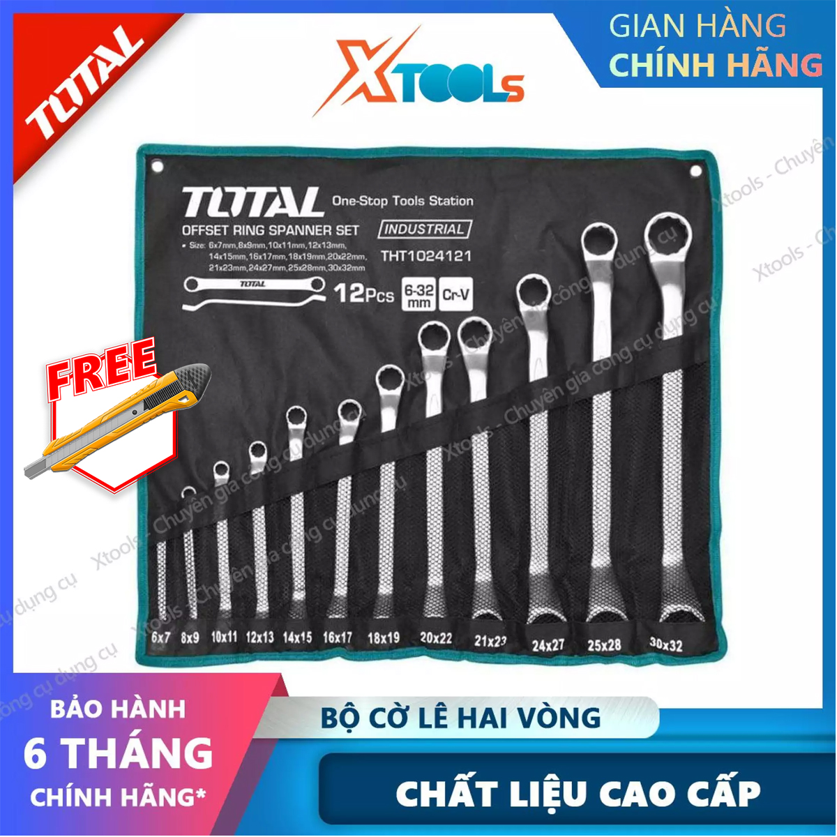 Wrench Set 2 head round 12 Details total THT1024121 6-32mm, wrench two round steel CR-V super hard, open bolt repair automobile motorcycle home door machinery equipment [XTools] [xsafe]