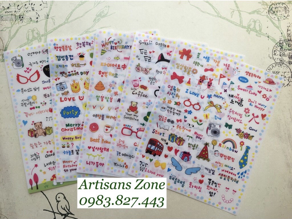 Sticker dán Polaroi deco - Hình dán trang trí (5 tờ)