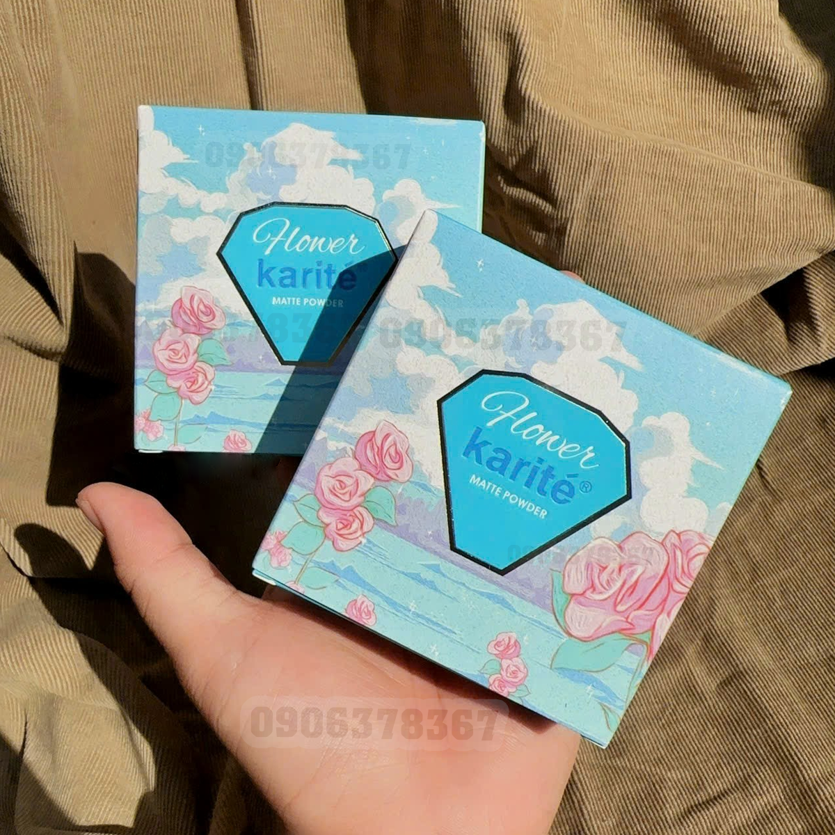 Phấn nền makeup 2 tầng Karite Flower Bông Xanh