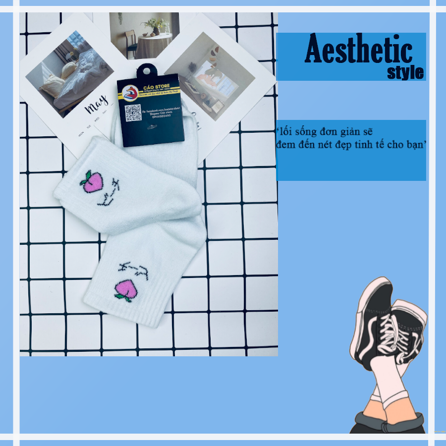Tất Vớ Dài Logo Trái Cây Cute
