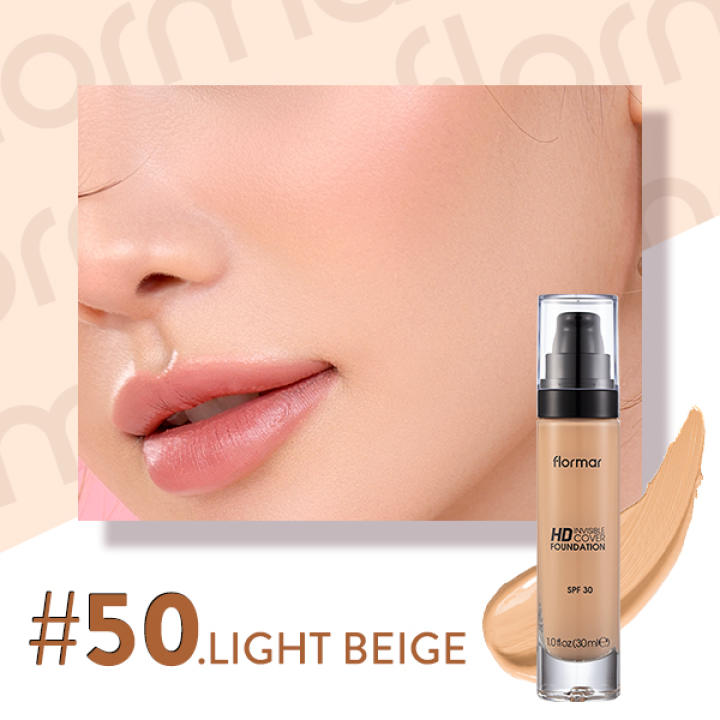 Kem Nền Mỏng Nhẹ Lâu Trôi Che Phủ Cao FLORMAR Invisible Cover HD Foundation 30ml