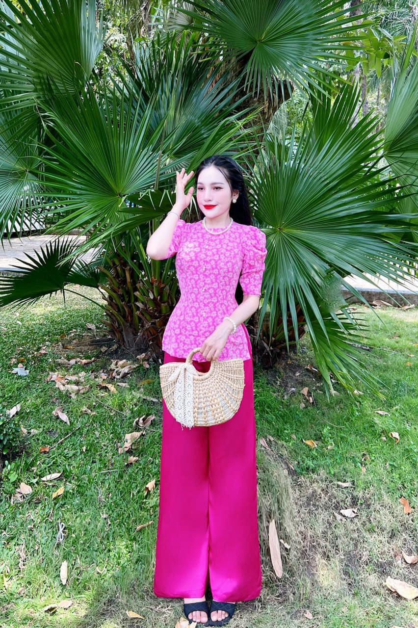BỘ BÀ BA LỤA GẤM TAY PHỒNG