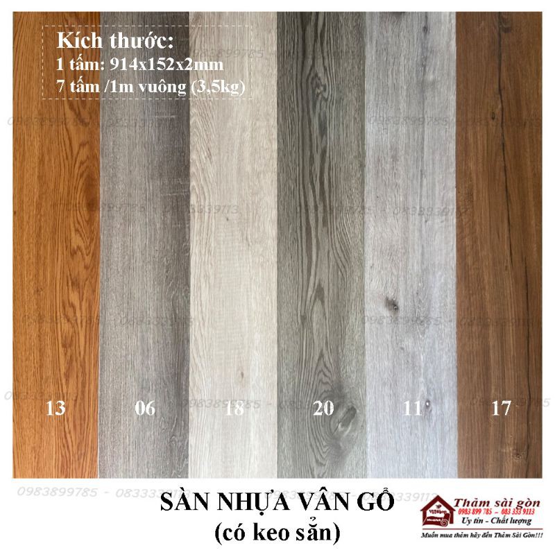 SÀN NHỰA VÂN GỔ 2MM (có sẳn keo)