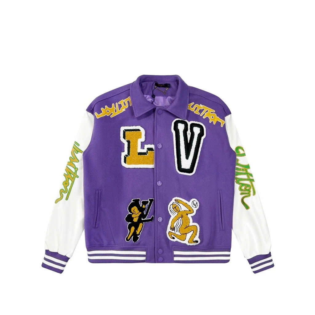 ÁO BOMBER varsity TAY L VÊ XANH LÁ CÂY, Áo Màu Kem , đủ màu