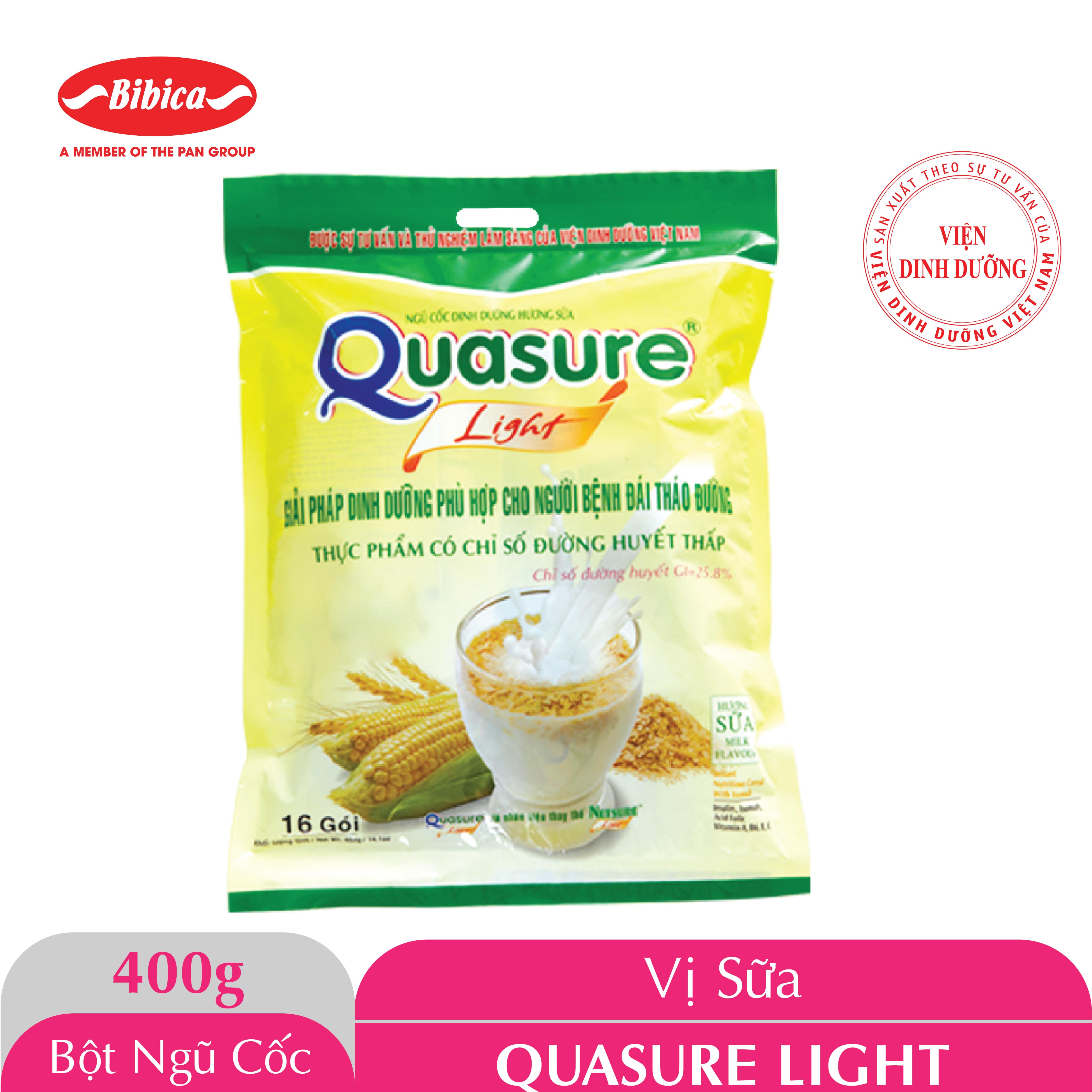 Bột ngũ cốc Quasure Light Sữa túi 400 gram Bibica cho người tiểu đường đái