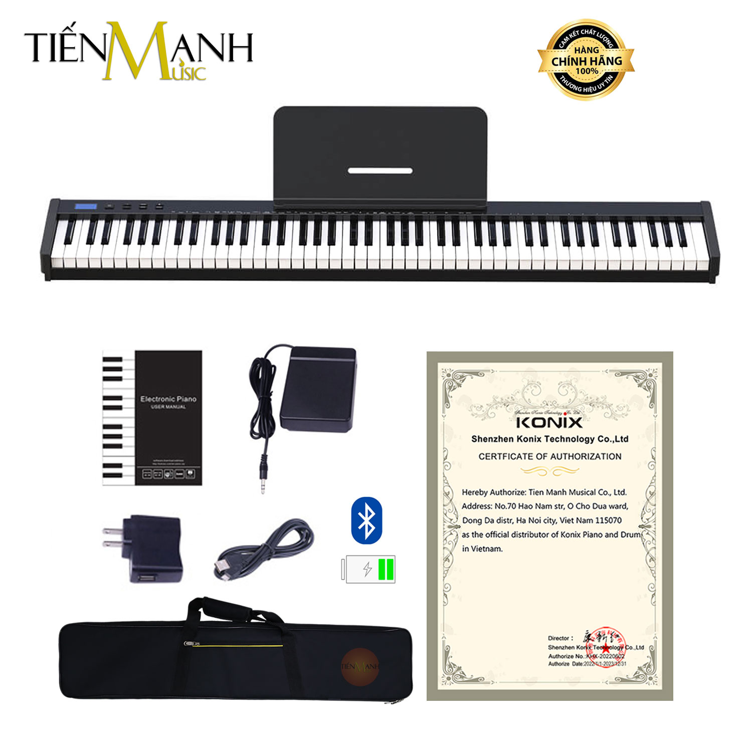 [Trả góp 0%] [Cao Cấp] Đàn Piano Điện Konix PH88S - 88 Phím nặng Cảm ứng lực Có Loa, Bluetooth, Pin sạc PH88