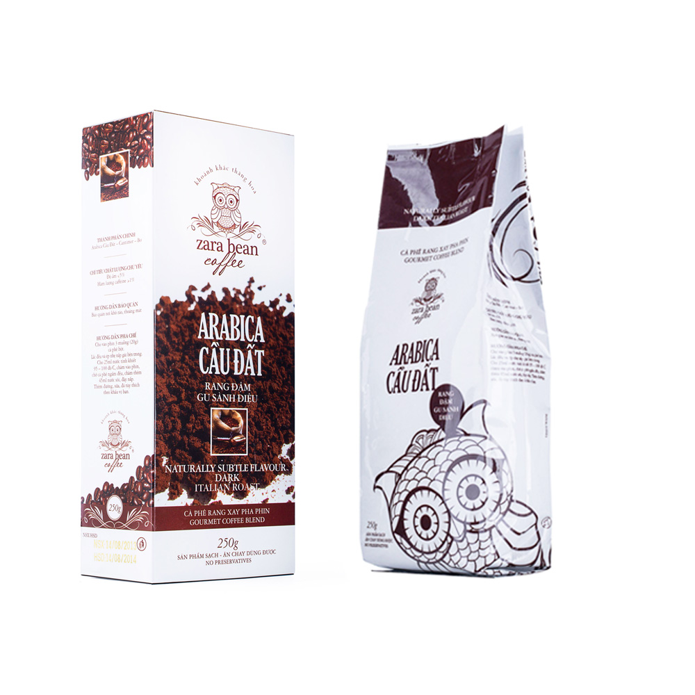 Cà phê pha phin arabica cầu đất - hộp 250g - zara bean coffee