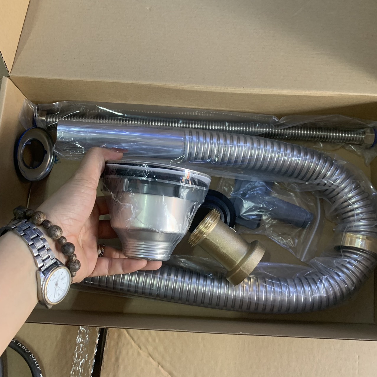 bộ xả (xi phông) chậu rửa chén bát đơn 1 hố inox