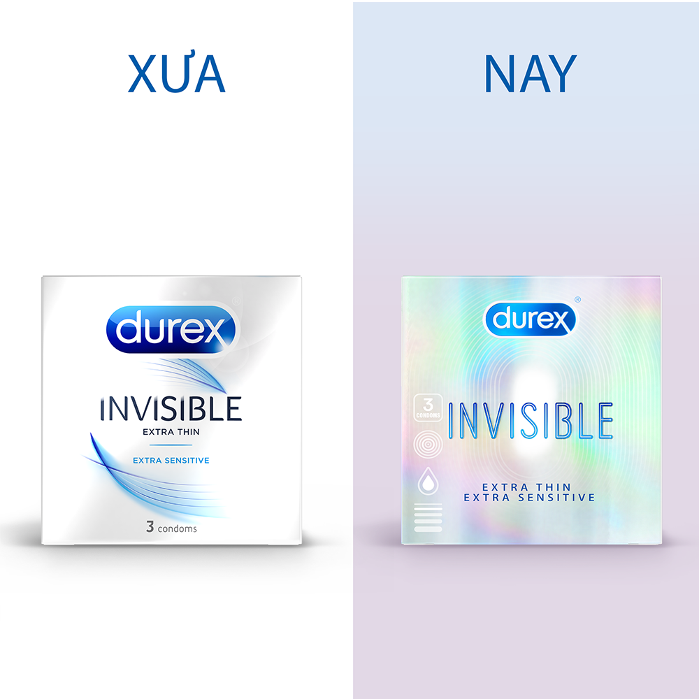 [HCM]Bao cao su siêu mỏng Durex Invisible Extra Thin hộp 3 cái