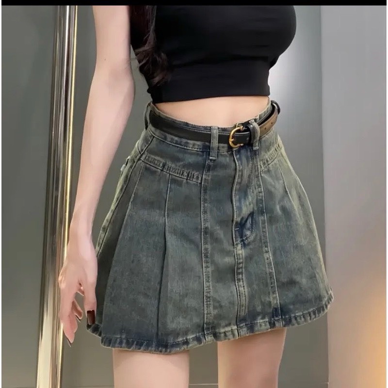 CHÂN VÁY JEANS NỮ XÒE XẾP LY MỚI SIÊU HOT