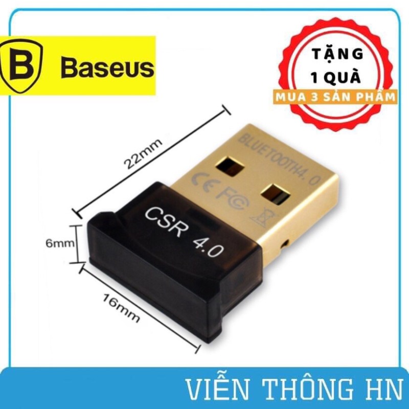 Bảng giá USB bluetooth baseus 4.0 CSR hỗ trợ Aptx dùng cho máy tính để bàn hoặc laptop không cần chạy dirver - vienthonghn Phong Vũ
