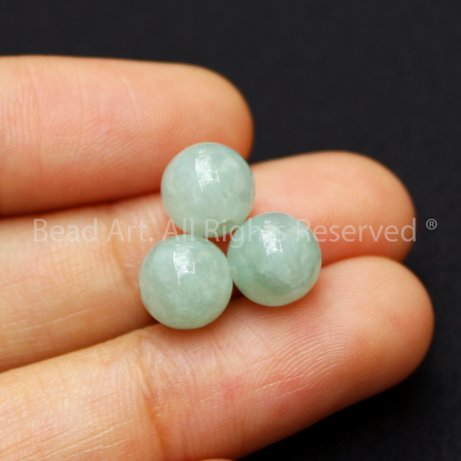 [1 Hạt] 7.5MM Đá Cẩm Thạch Myanmar Tự Nhiên Xanh Lá Nhạt Loại AA, Myanmar Jadeite, Mệnh Mộc, Hoả, Phối Vòng Tay Phong Thuỷ, Chuỗi Hạt - Bead Art