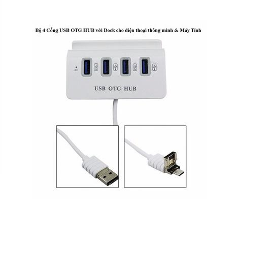 Hub Usb OTG ra 4 cổng USB kiêm giá đỡ cho Điện thoại chất lượng cao