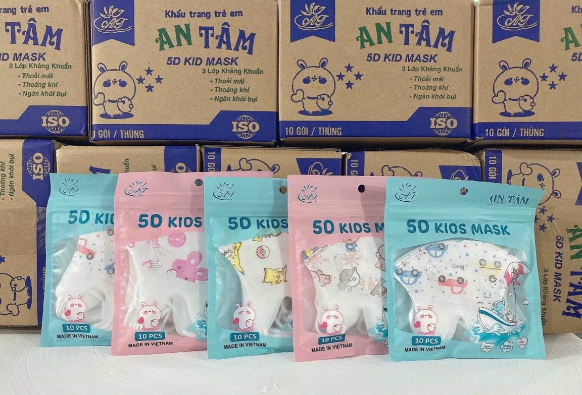 [COMBO 10 GÓI] 100 Chiếc Khẩu Trang Trẻ Em 5D Cho Bé 2 - 8 Tuổi