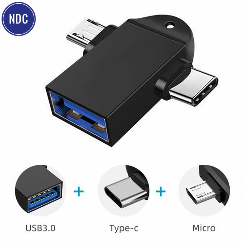 [HCM]Đầu Chuyển Đổi 2 Trong 1 MicroUSB Type-C OTG USB3.0 Đa Năng (Loại 1)