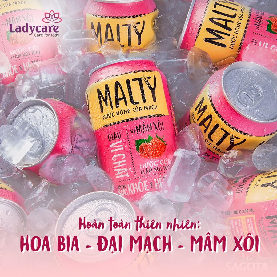 [Mua 3 pack Tặng 1 pack] Nước uống lúa mạch Malty vị mâm xôi pack 6 lon/330ml
