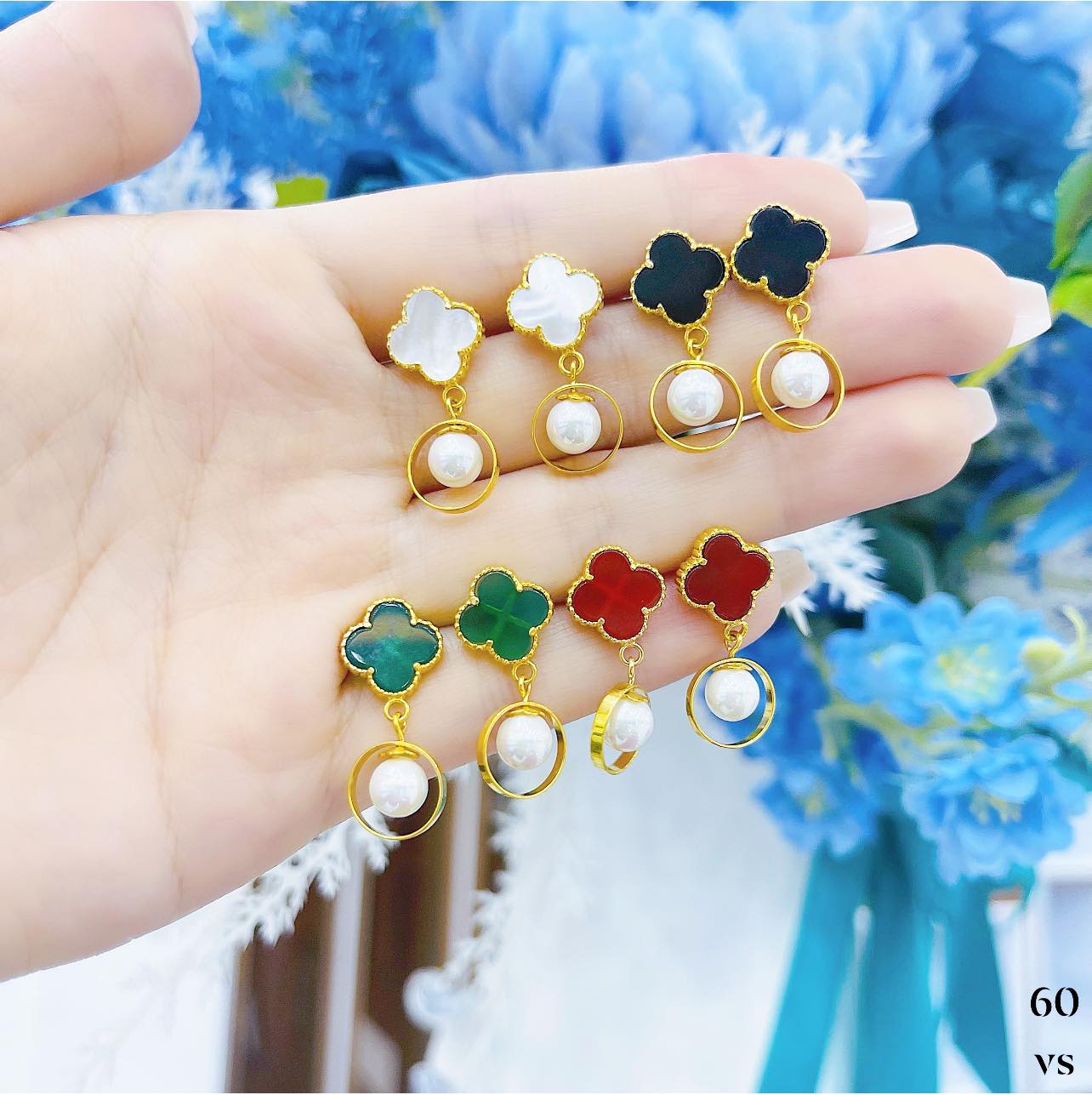 Bông tai ngọc trai vàng tây