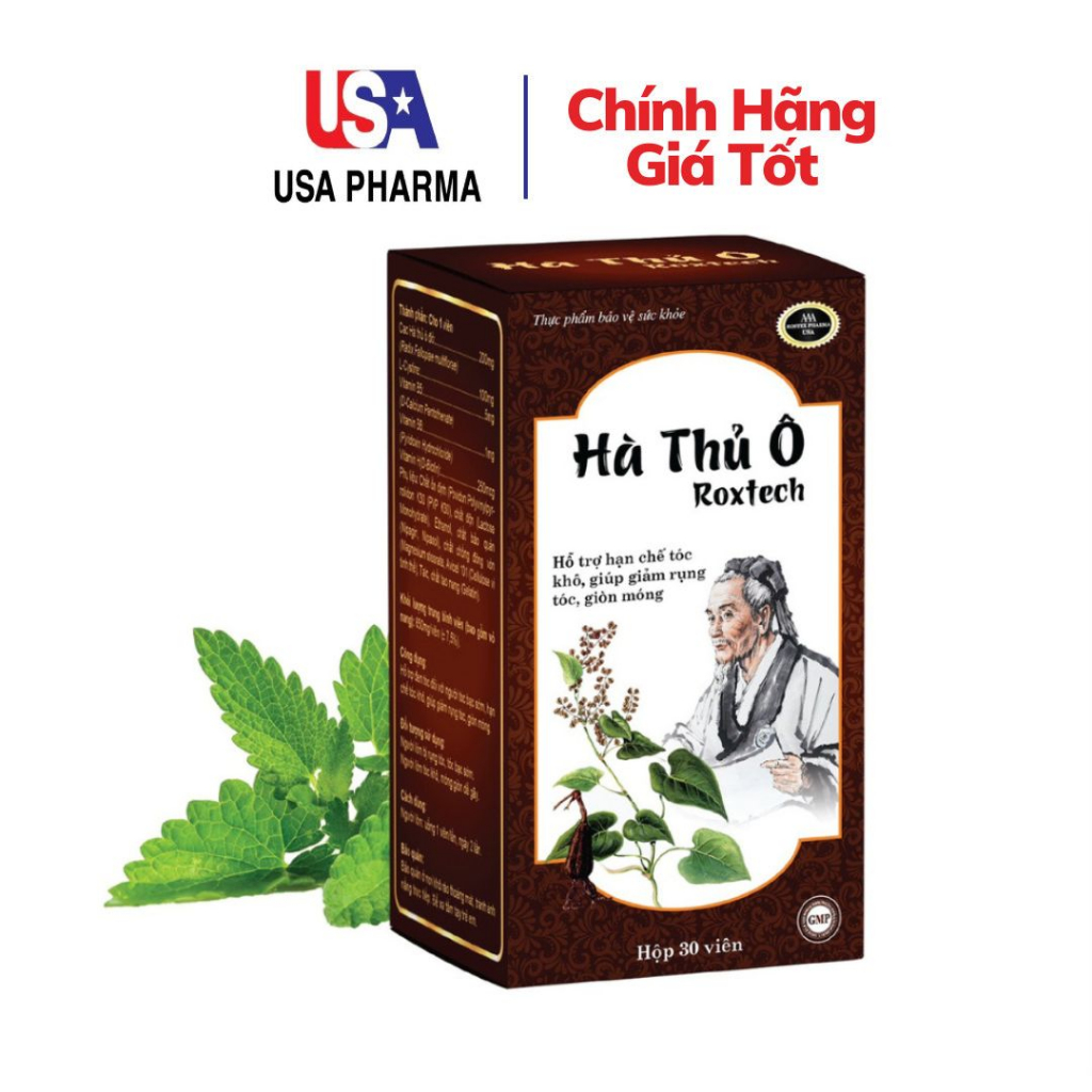 Viên uống Hà Thủ Ô Roxtech hỗ trợ giảm rụng tóc, đen tóc, giảm bạc tóc - Hộp 30 viên