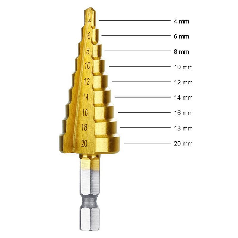 Mũi khoan nhiều tầng lục giác 4-12mm, 3-12mm, 4-20mm