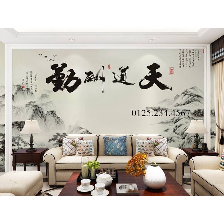 Decal dán tường Tranh phong thuỷ 3D TO