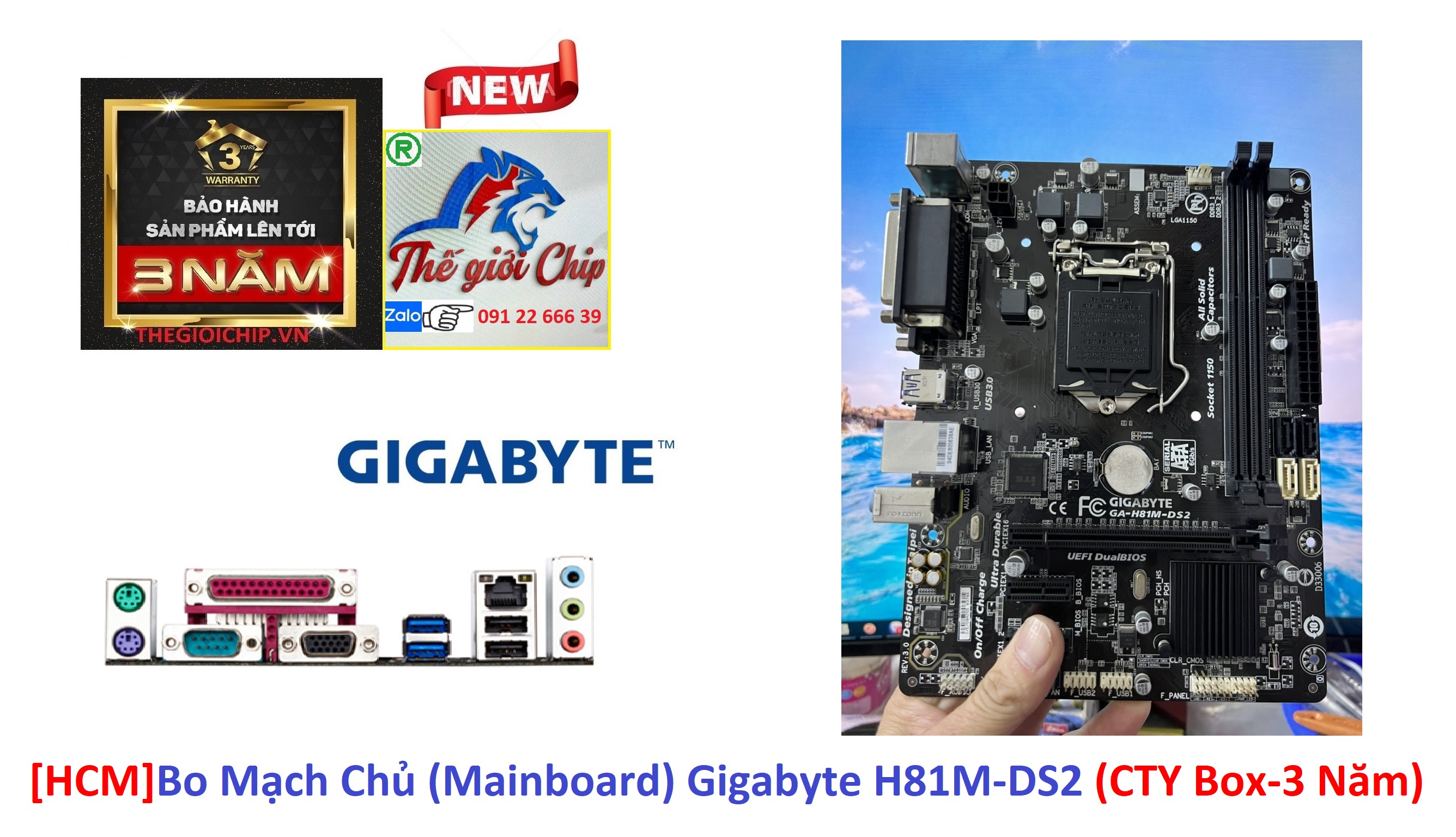 [HCM]Bo Mạch Chủ (Mainboard) Gigabyte H81M-DS2 (CTY Box-3 Năm)
