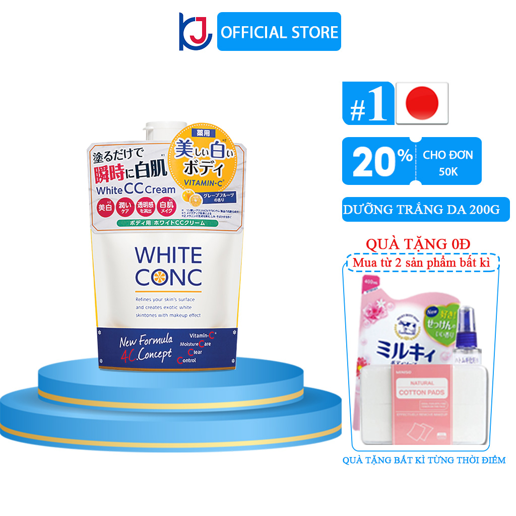Kem Dưỡng Trắng Body White Conc White CC Cream 200g Ban ngày và đêm