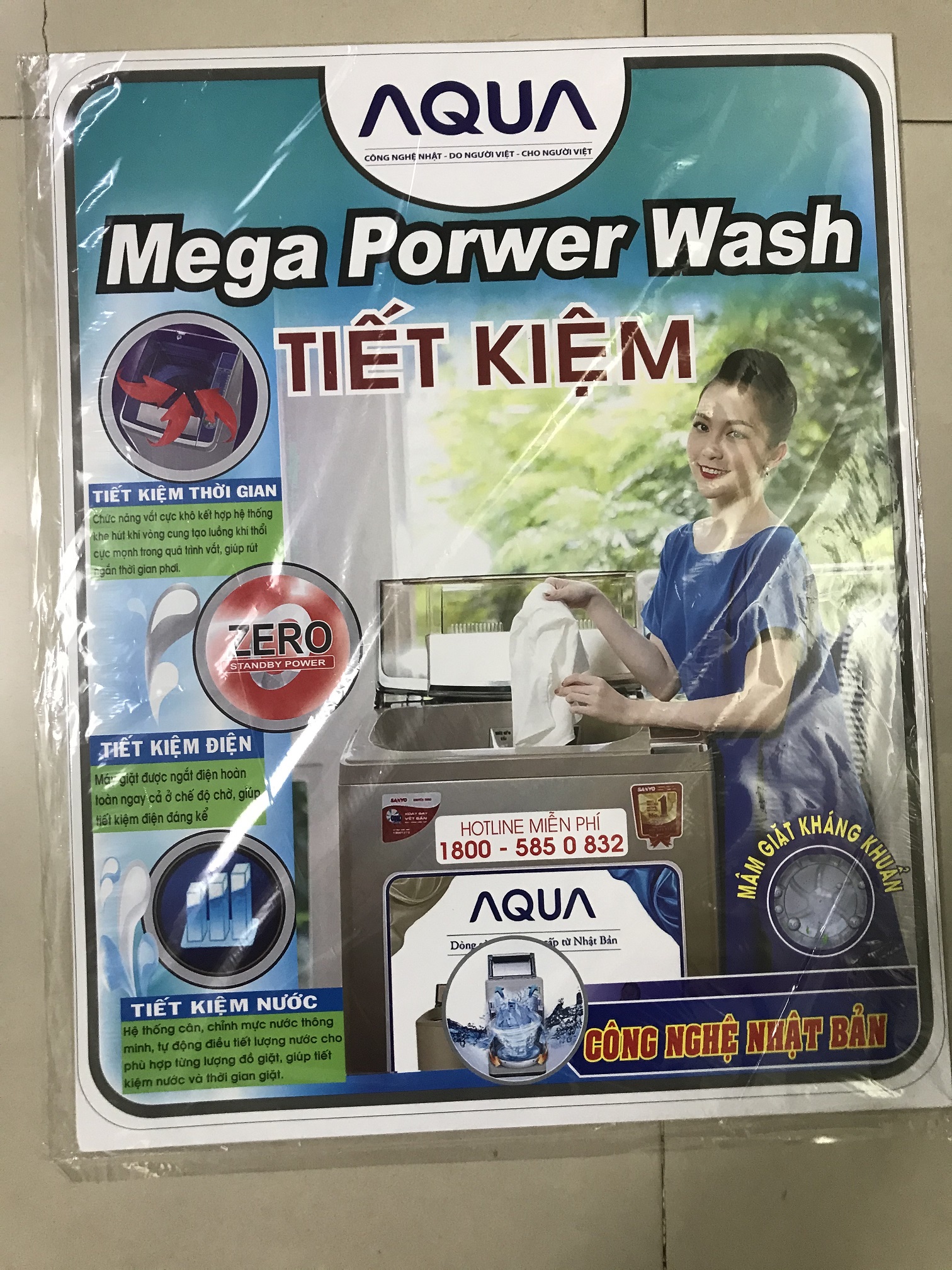 Tem dán máy giặt Aqua/ Miếng dán máy giặt Aqua