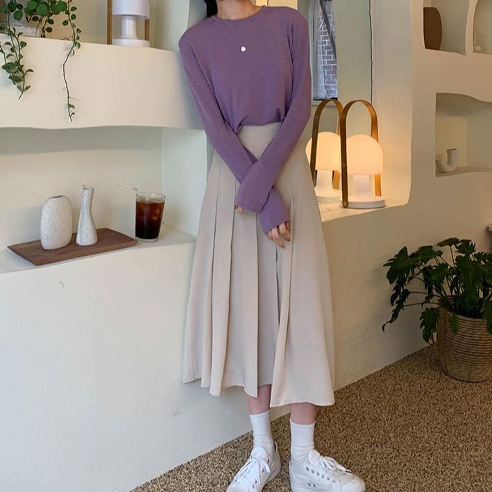 [HCM]Áo Thun Nữ Tay Dài Trơn Basic Màu Chuẩn Modern Style