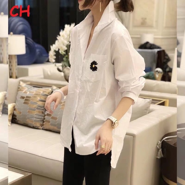 Áo sơ mi in hoa cúc đen COH0320