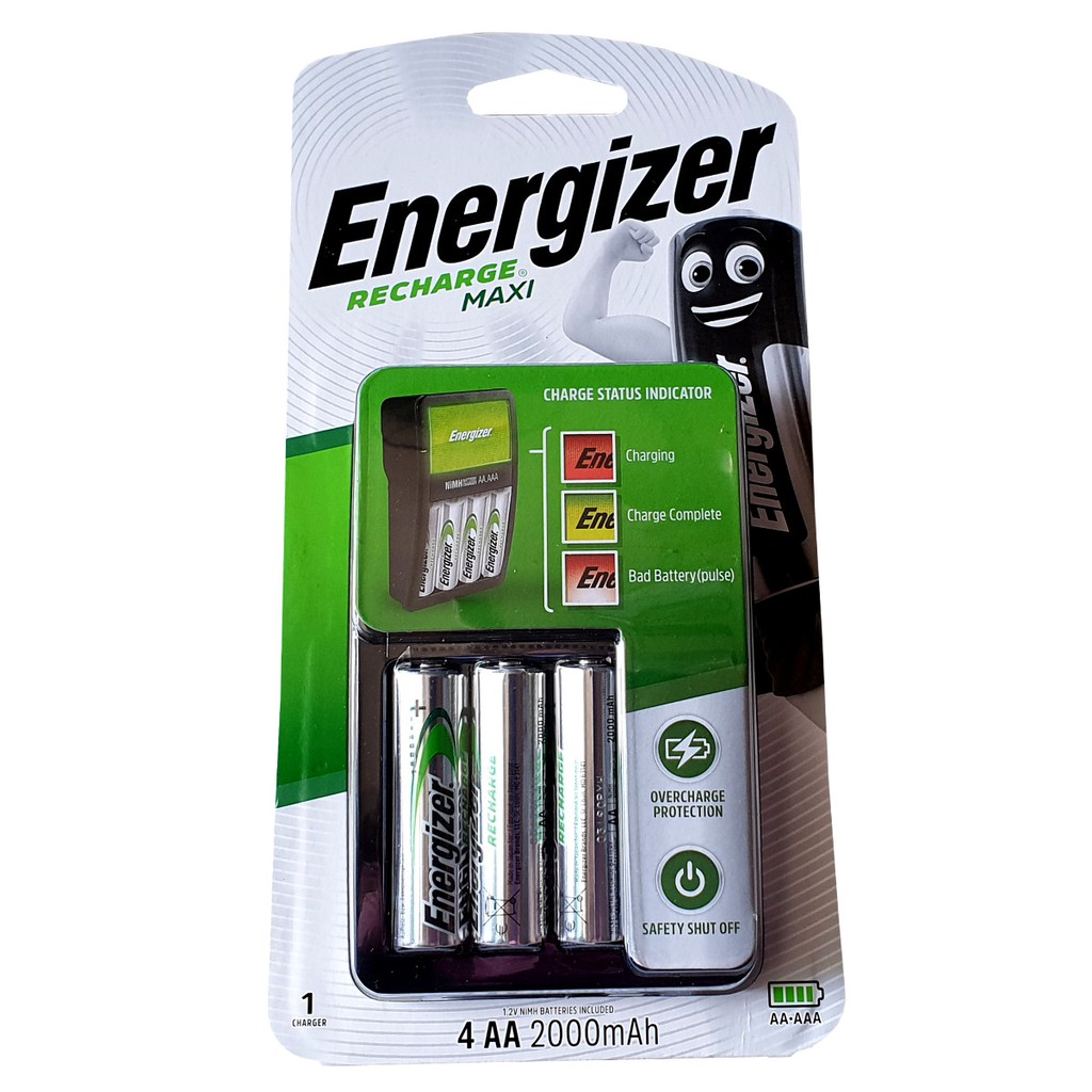 Bộ sạc Energizer Charger kèm 4 pin Energizer AA 2000mAh tự ngắt sạc CHÍNH