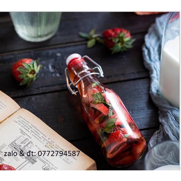 Chai thủy tinh nắp gài gọng sắt 250ml
