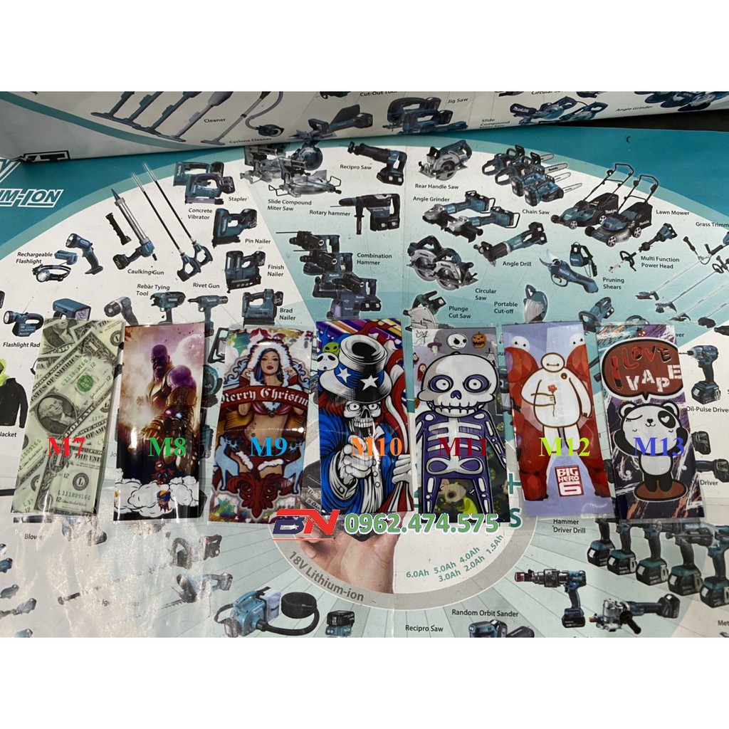 Gen bọc pin 18650, nhiều skin đa dạng.