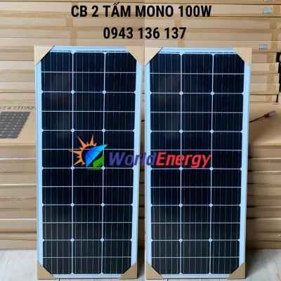 Pin năng lượng mặt trời mono 100w - cb 2 tấm tặng 1 cặp jack mc4 đơn